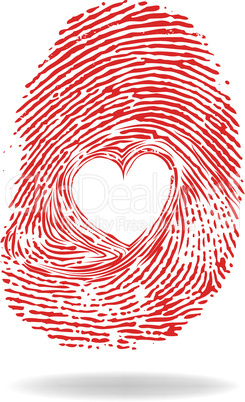 Vector heart, man or woman fingerprint valentine romantic background