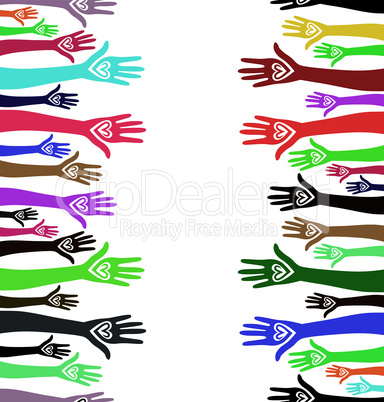 People support hand like heart united seamless background