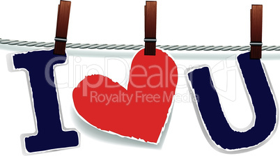 Love valentine heart on rope.