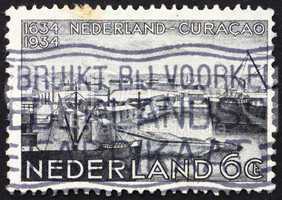 Postage stamp Netherlands 1934 Willemstad Harbor, Curacao
