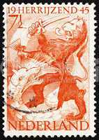 Postage stamp Netherlands 1945 Lion and Dragon, Liberation of Ne
