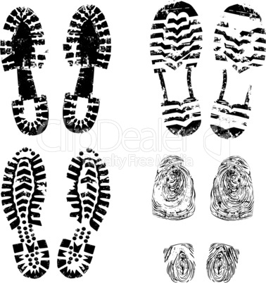 Print of foot, mark shoe, boot tracks.