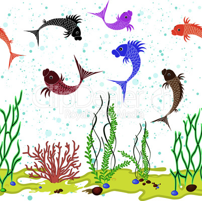 Fish water world background.