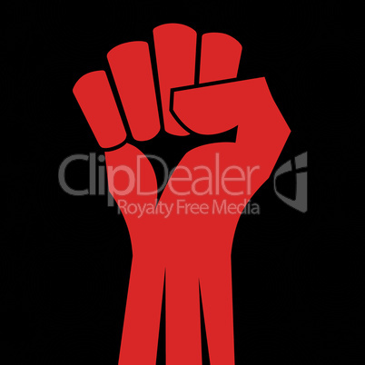 Red clenched fist hand vector.