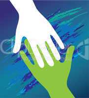 Hand of the child in father encouragement. Support moral.