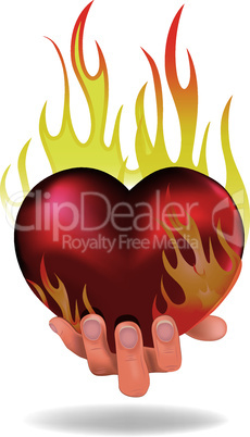 Heart love in fire icon gift to woman.