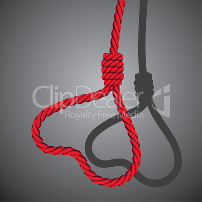 Love valentine heart shaped from noose of rope