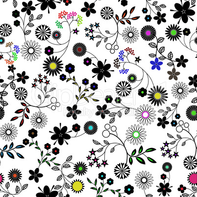 Flower abstract seamless vector background.