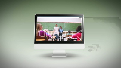 Videos of a classroom on a computer screen