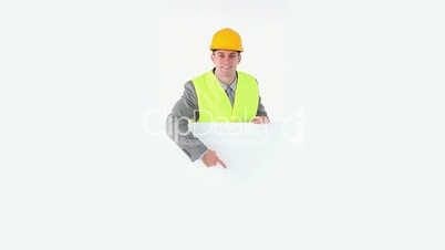 Architect pointing at a blank board