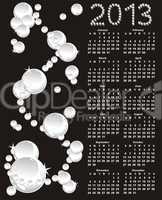 calendar 2013 with white pearls on black background