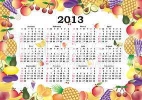 calendar 2013 in colorful frame