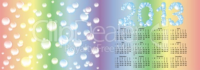 calendar 2013  on rainbow bubble background