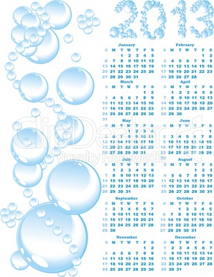 calendar 2013  on blue bubble background