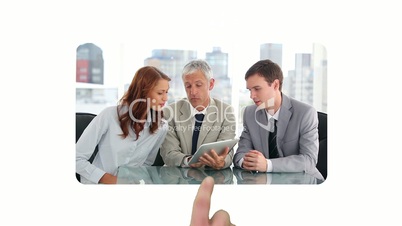 Business people using a laptop