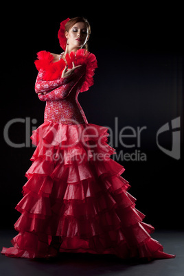 Flamenco dancer in red costume