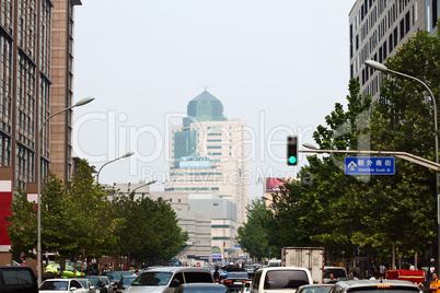 shanghai street at rush hour