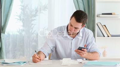 Man doing his accounts