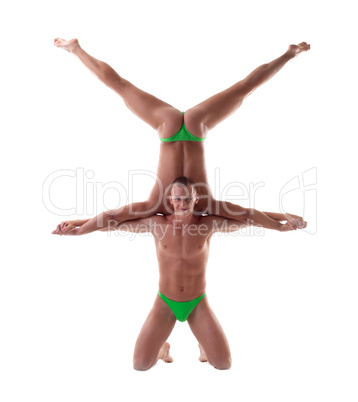 two man show acrobatic exercise isolated