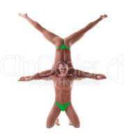 two man show acrobatic exercise isolated