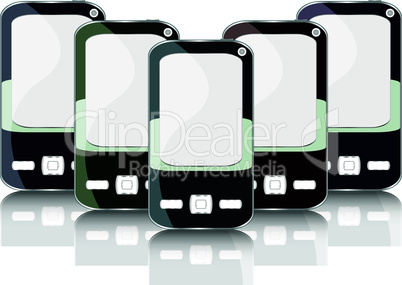 Vector smart phone cell mobile set with reflection