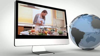Videos of healthy cooking on devices with an earth courtesy of Nasa.org