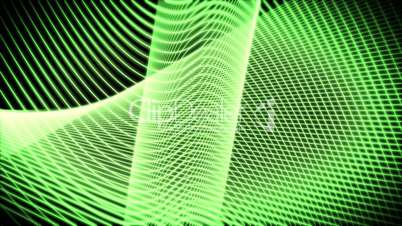 Volute of moving green lines