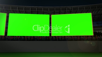 Chroma key screens on a stadium