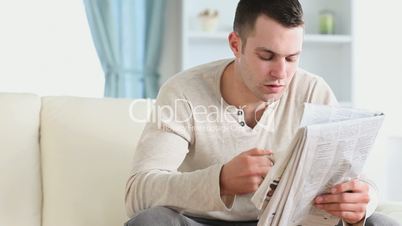 Man reading the morning news