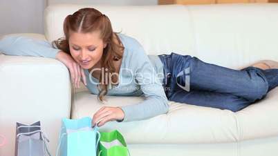 Women looking at their purchases