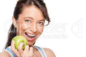 Frau mit grünem Apfel