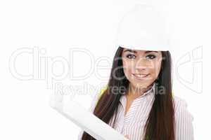 Smiling business woman. Isolated over white background