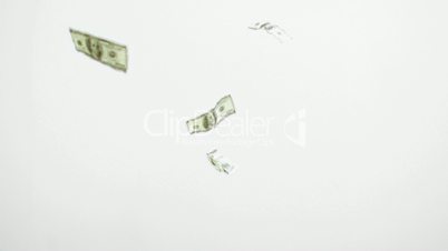 Dollars banknotes falling in super slow motion