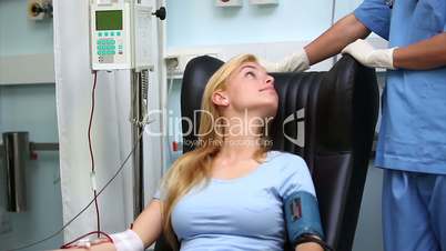 Female patient looking at a nurse