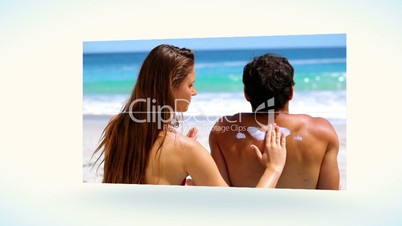 Couple tanning on the beach