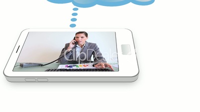 Cloud connected to smartphones with business videos