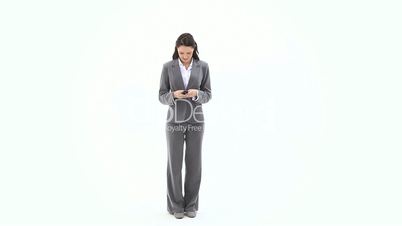 Business woman holding a mobile phone