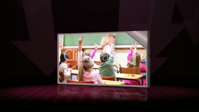 Three videos of a classroom against a black background