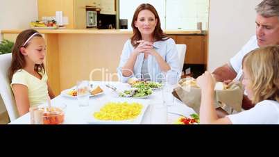 Families preparing their meals