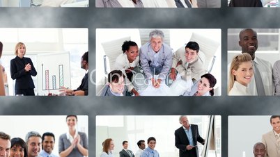 Montage of happy business team