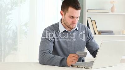 Man using a payment card online