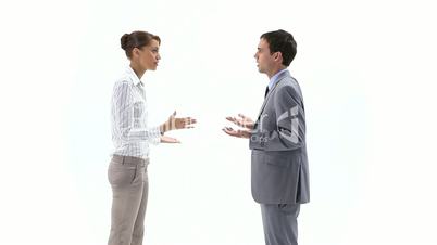 Woman annoying against a man