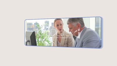 Video of business people with multimedia devices