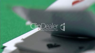 Many cards in super slow motion dropping