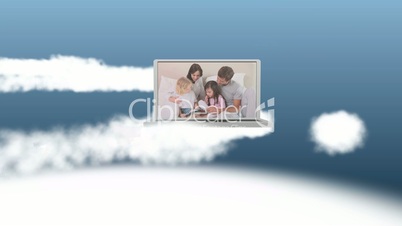 Video of happy family on a laptop