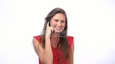 Happy woman calling