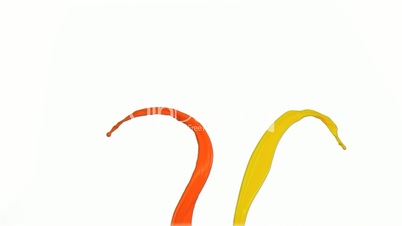 Orange and yellow lines in super slow motion splashing