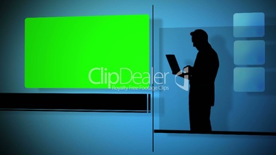 Business people silhouette with chroma key screen