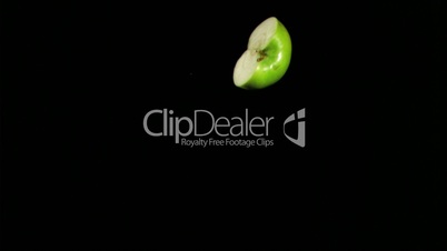 Apple slice rotating in super slow motion