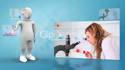 Robot presenting videos of chemists